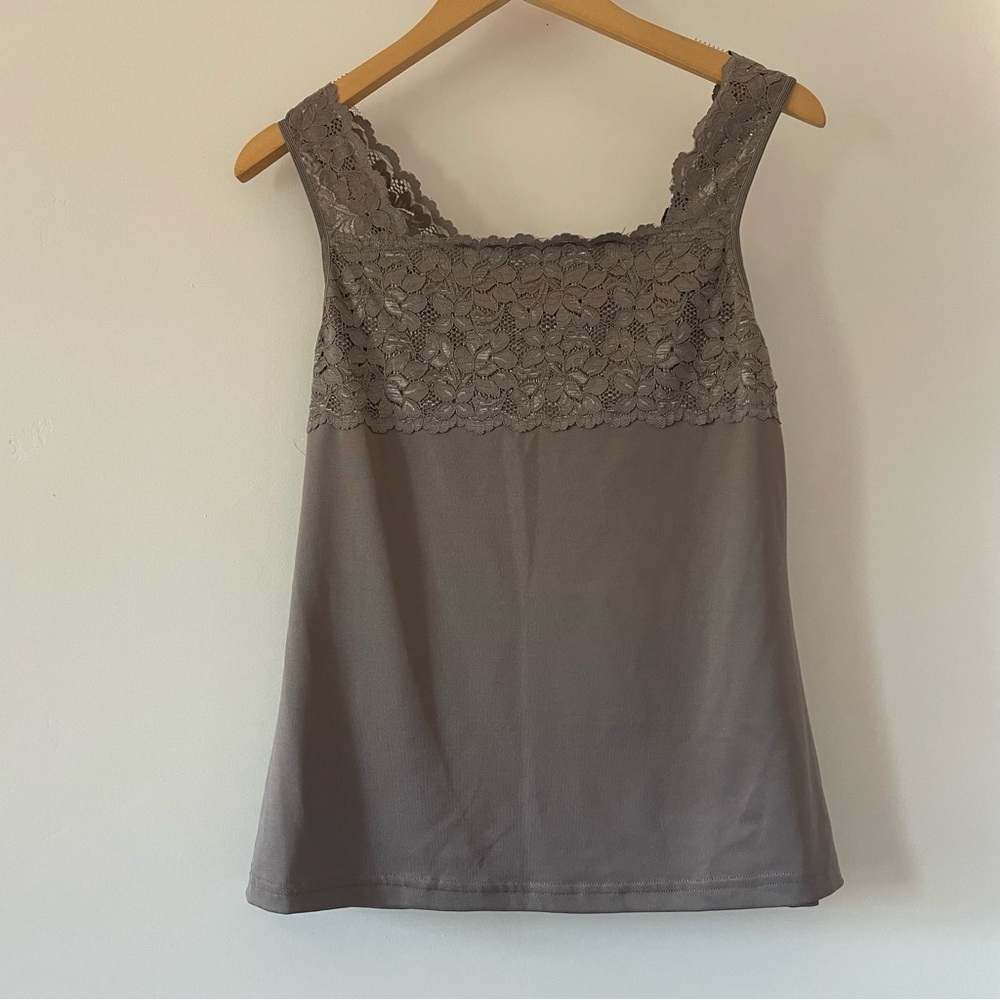 Elegant Gray Lace Tank Top